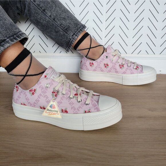 ❤️Chuck Taylor All Star Lift Platform Cross Stitch 8.5 Womens Shoes Pink A13660C - Picture 4 of 14